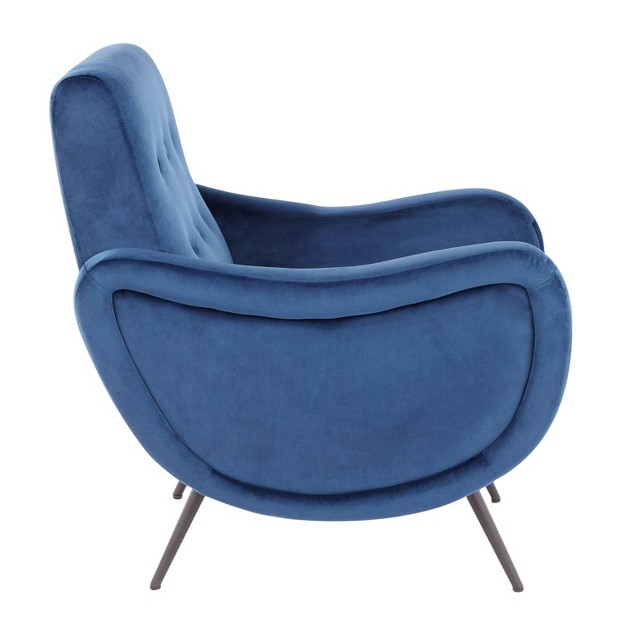 Rafael Contemporary Lounge Chair Black blue Velvet Lumisource