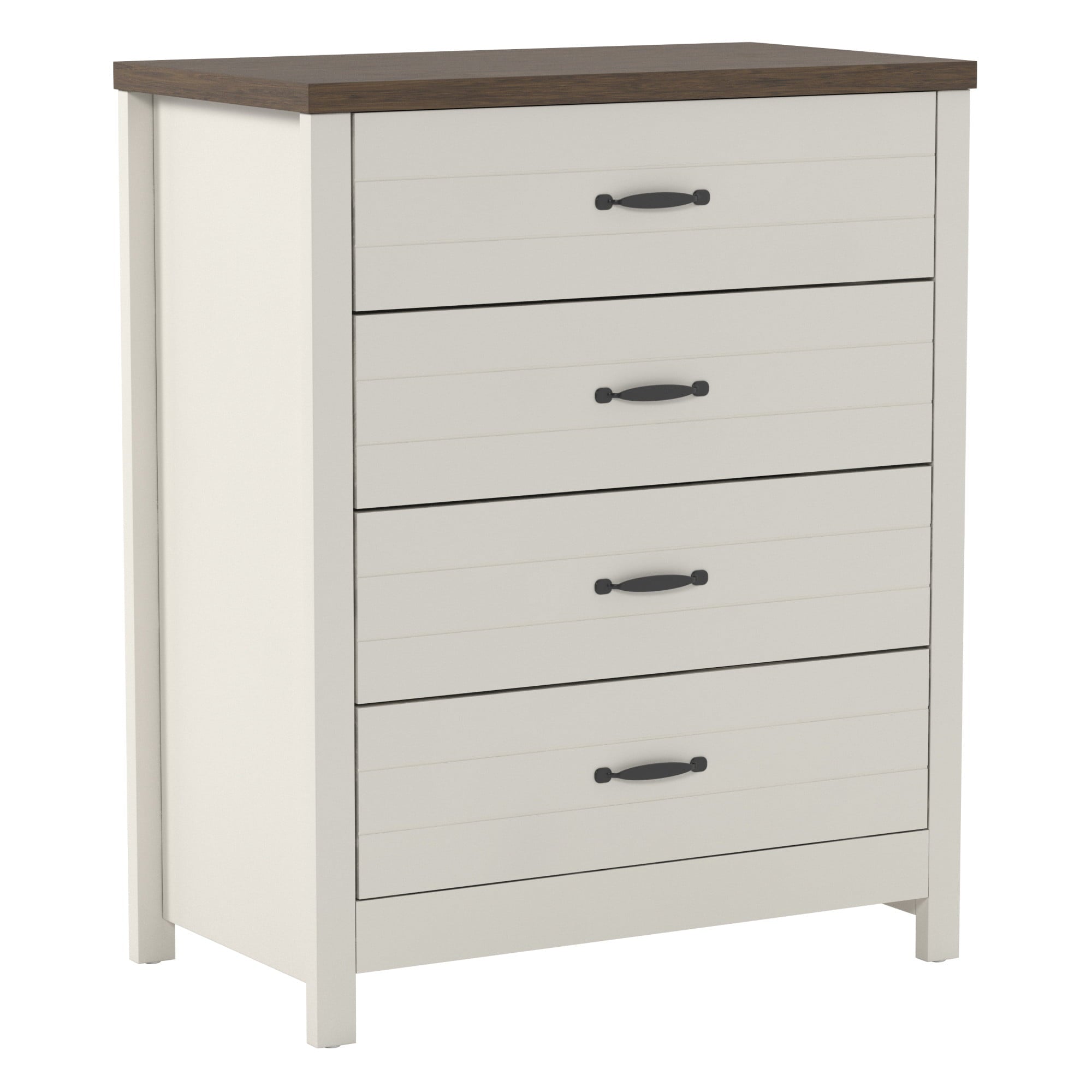 Lancaster Farmhouse 4-Drawer Dresser, Ivory & Oak, by Hillsdale Living Essentials