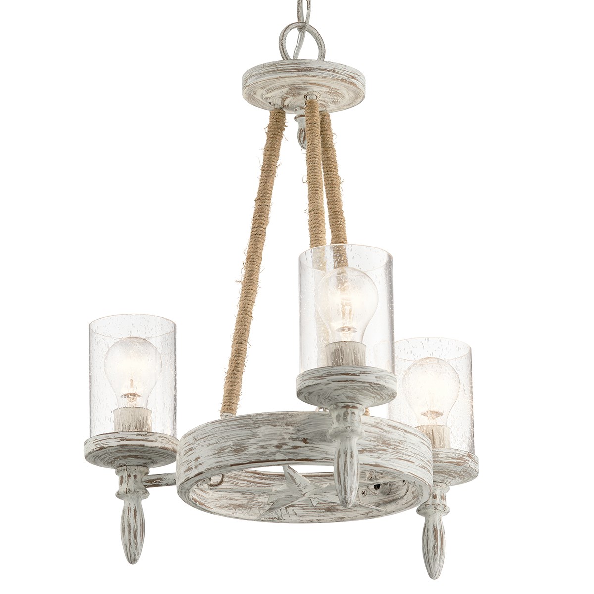 Kichler 82287 Minnow 3-Light Distressed Antique White Coastal Chandelier