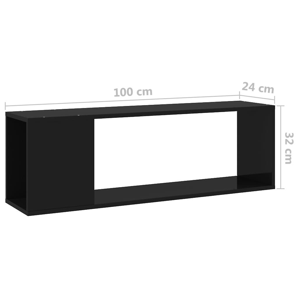 Tv Cabinet High Gloss Black 100x24x32 Cm Engineered Wood