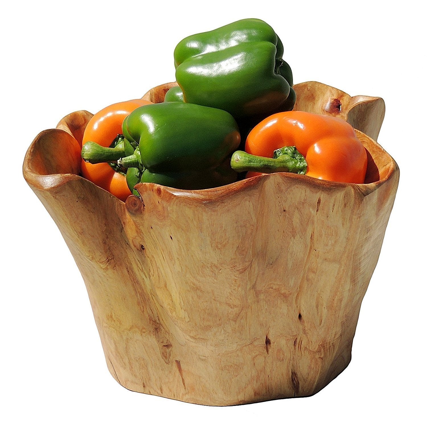 THY COLLECTIBLES Wooden Deep Bowl Handmade Storage Natural Root Wood Crafts Bowl Fruit Salad Serving Bowls (Large 11-13)