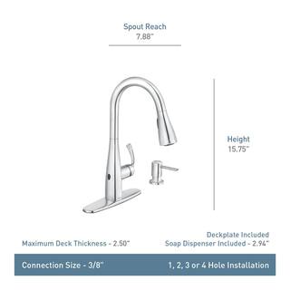 MOEN Essie Touchless Single-Handle Pull-Down Sprayer Kitchen Faucet with MotionSense Wave and Power Clean in Matte Black 87014EWBL