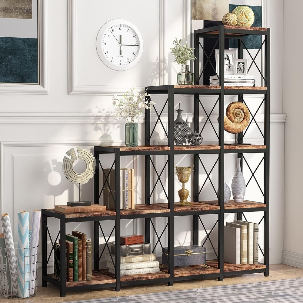 PAKASEPT 14 Shelves Bookshelf  Ladder Corner Bookshelf