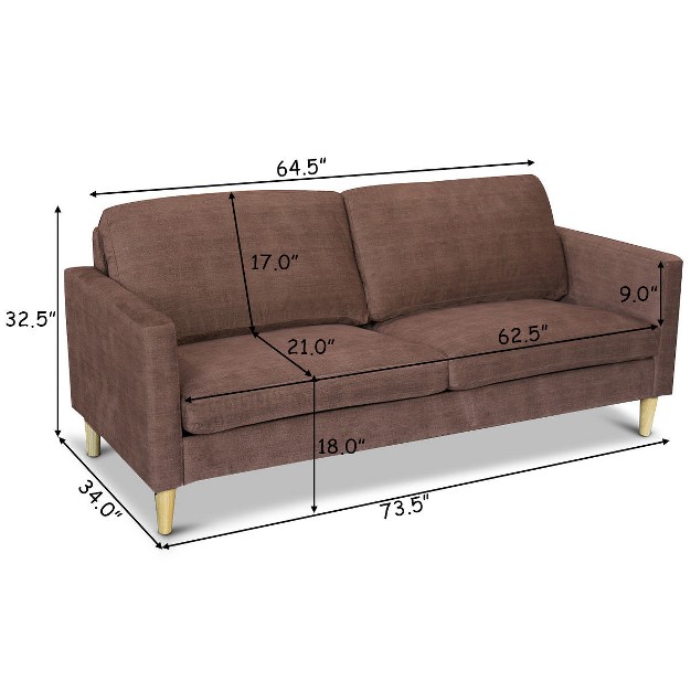 Costway Modern Fabric Couch Sofa Love Seat Upholstered Bed Lounge Sleeper 2 seater Brown