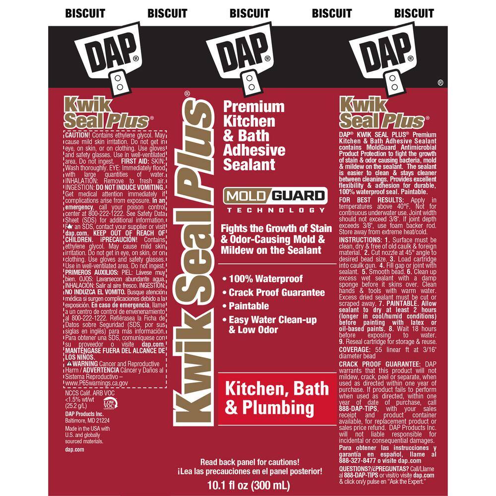 DAP Kwik Seal Plus 10.1 oz. Bisque Premium Kitchen and Bath Siliconized Caulk (12-Pack) 7079818519