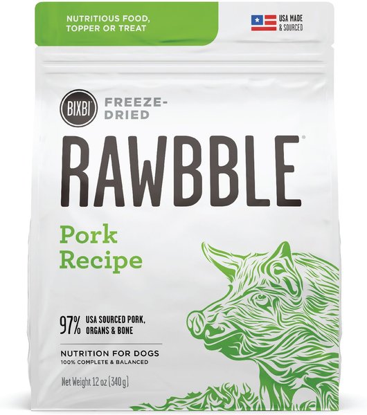 BIXBI Rawbble Pork Recipe Grain-Free  Freeze-Dried Dog Food