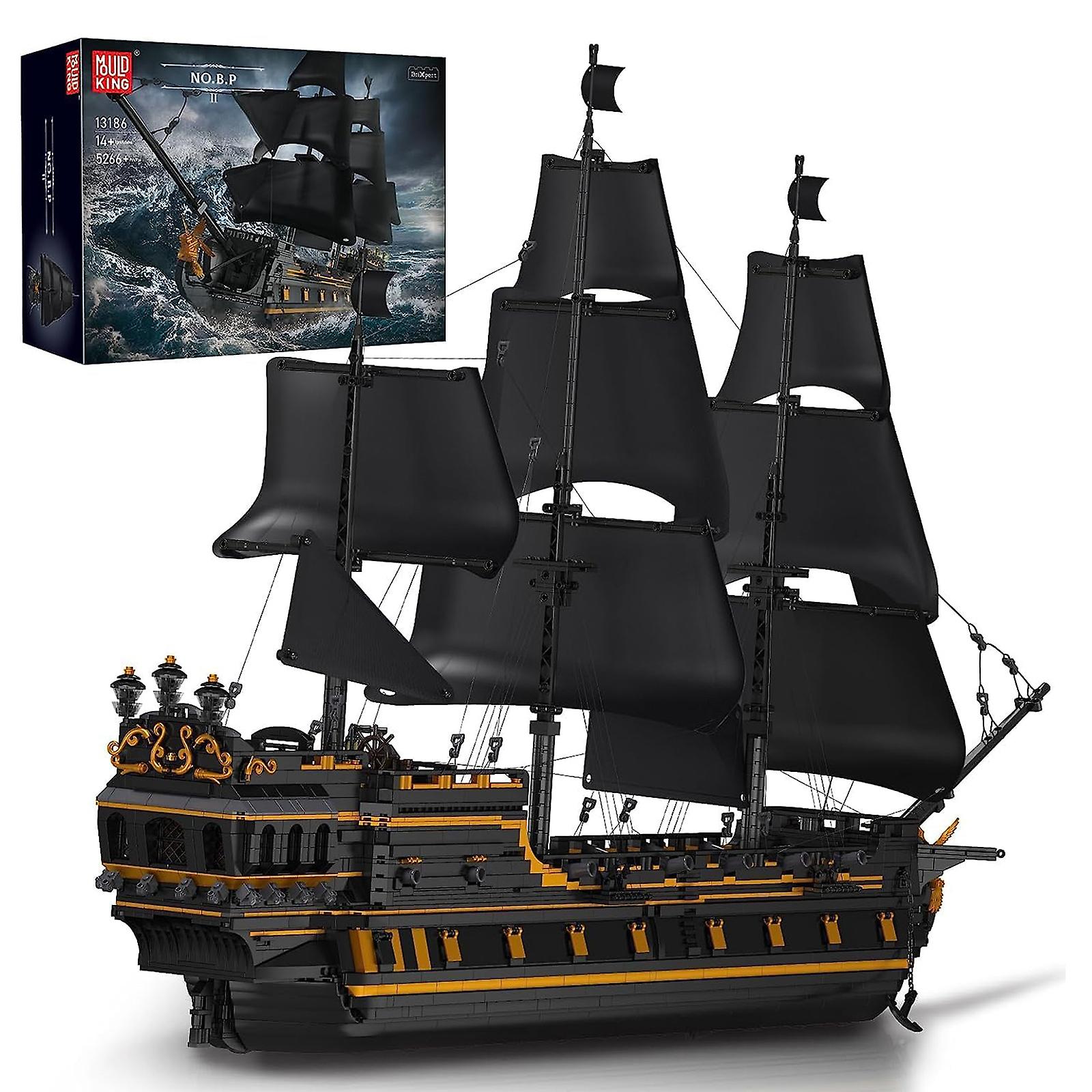 Pirates Ship Model Building Blocks Kits， Moc Large Black Pearl Ship Sailboat Model Construction Set To Build， Gift For Kids Age 8+/adults Collections