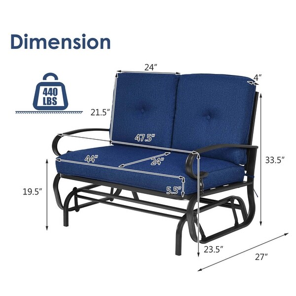 Costway 2Person Outdoor Swing Glider Chair Bench Loveseat Cushioned