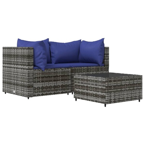 vidaXL Patio Lounge Set with Cushions Brown/Black/Gray Poly Rattan