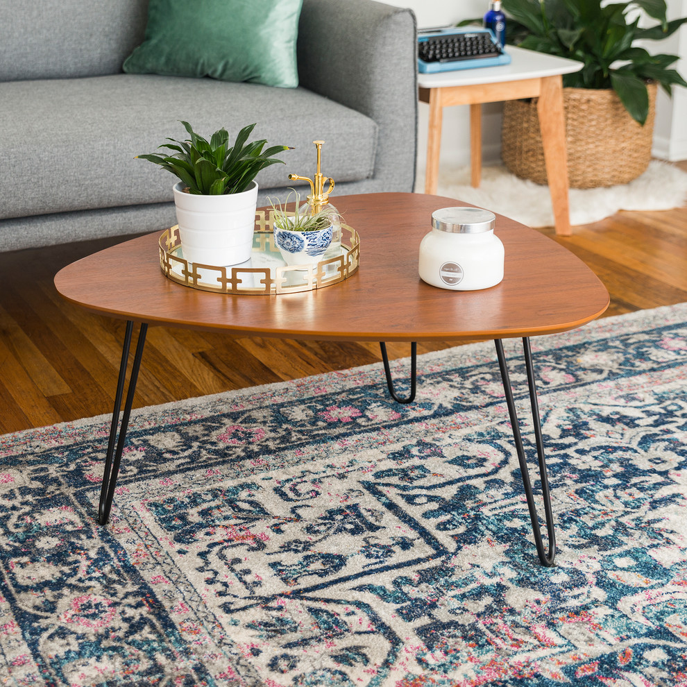 32 quotHairpin Leg Wood Coffee Table  Walnut   Midcentury   Coffee Tables   by Walker Edison  Houzz