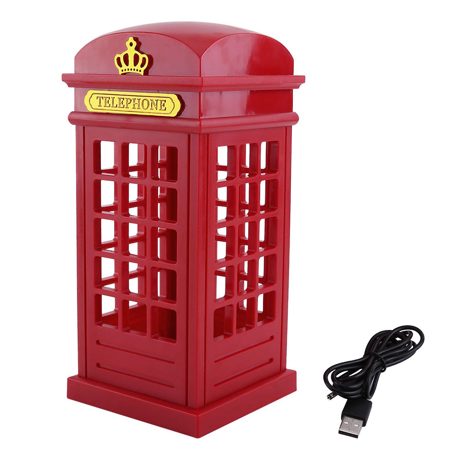 Creative Retro Classic Telephone Booth Night Light Touch Sensor Dimmable Yellow Led Desk Lamp