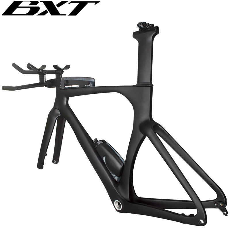 TT Bike Frame Carbon Time Trial Disc Brake Fixed Gear Bicycle Aero Shaping Time Trial TT Bike Frame 700C Complete Triathlon