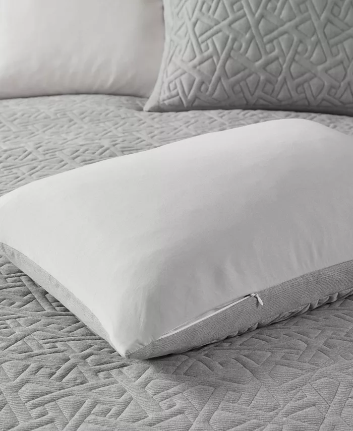 Natori Origami Oversized Knit Quilted Top 3 Piece Duvet Cover Mini Set， Full Queen