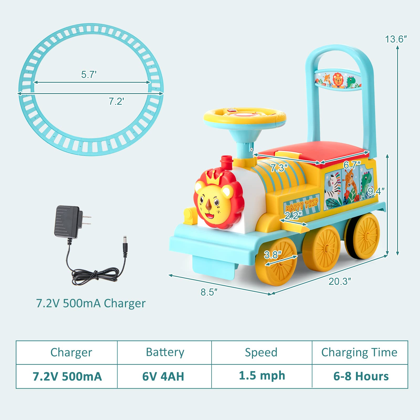 Costzon Ride on Toys, 6V Electric Ride on Train with Tracks, Battery Powered Ride on Car