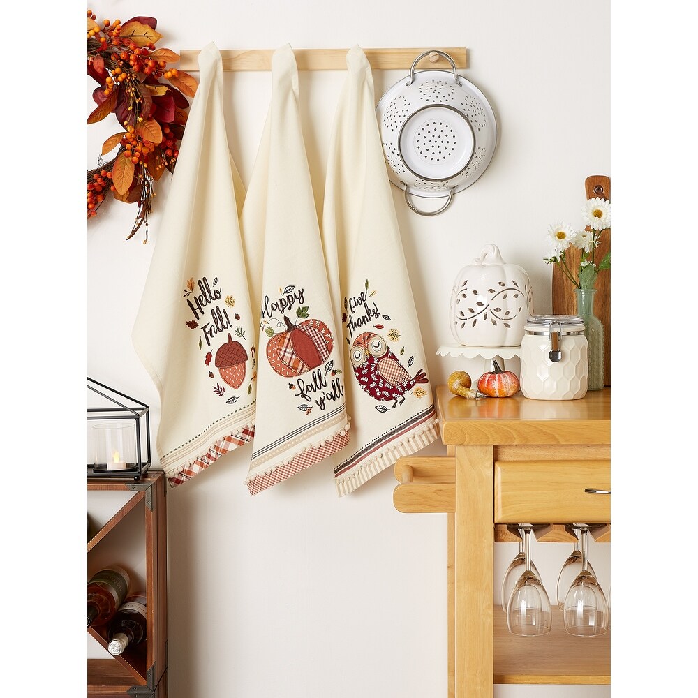 DII Thanksgiving Cozy Picnic  Plaid Dishtowel Set of 3