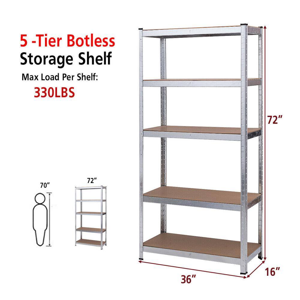 Costway 71 in. Heavy Duty Storage Shelf Steel Metal Garage Rack 5-Level Adjustable Shelves (4-Pieces) 4*TL33815SL