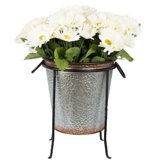 ACHLA DESIGNS 14 in. Tall Black Powder Coat Metal Small IndoorOutdoor Patio Flowerpot Plant Stand FB-14