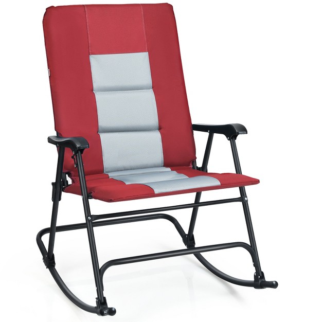 Tangkula Foldable Rocking Chair Enlarged Rocker Chair With Cotton Clip Blue red