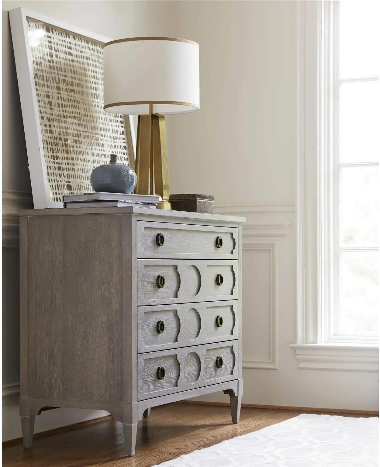 Modern Eclectic Smoke Gray 4 Drawer Chest