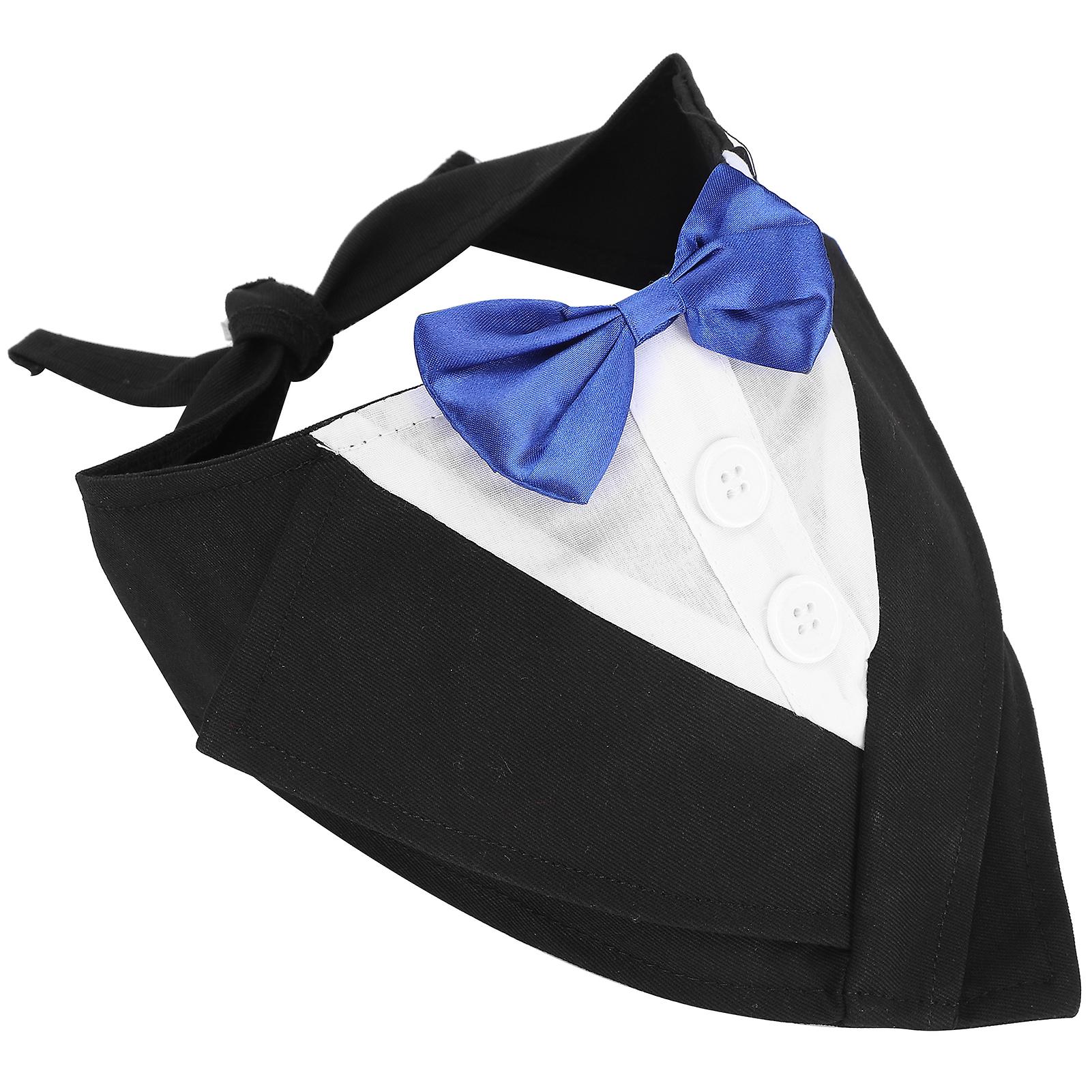 Pet Dog Suit Bandana Set Bow Tie Shirt For Formal Wedding Party For Large And Medium Dogs Blue L