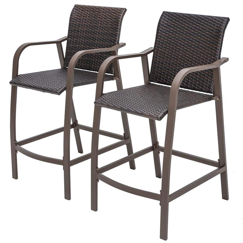 Crestlive Products Wicker Outdoor Bar Stool (2-Pack) CL-ST002BRN-N1