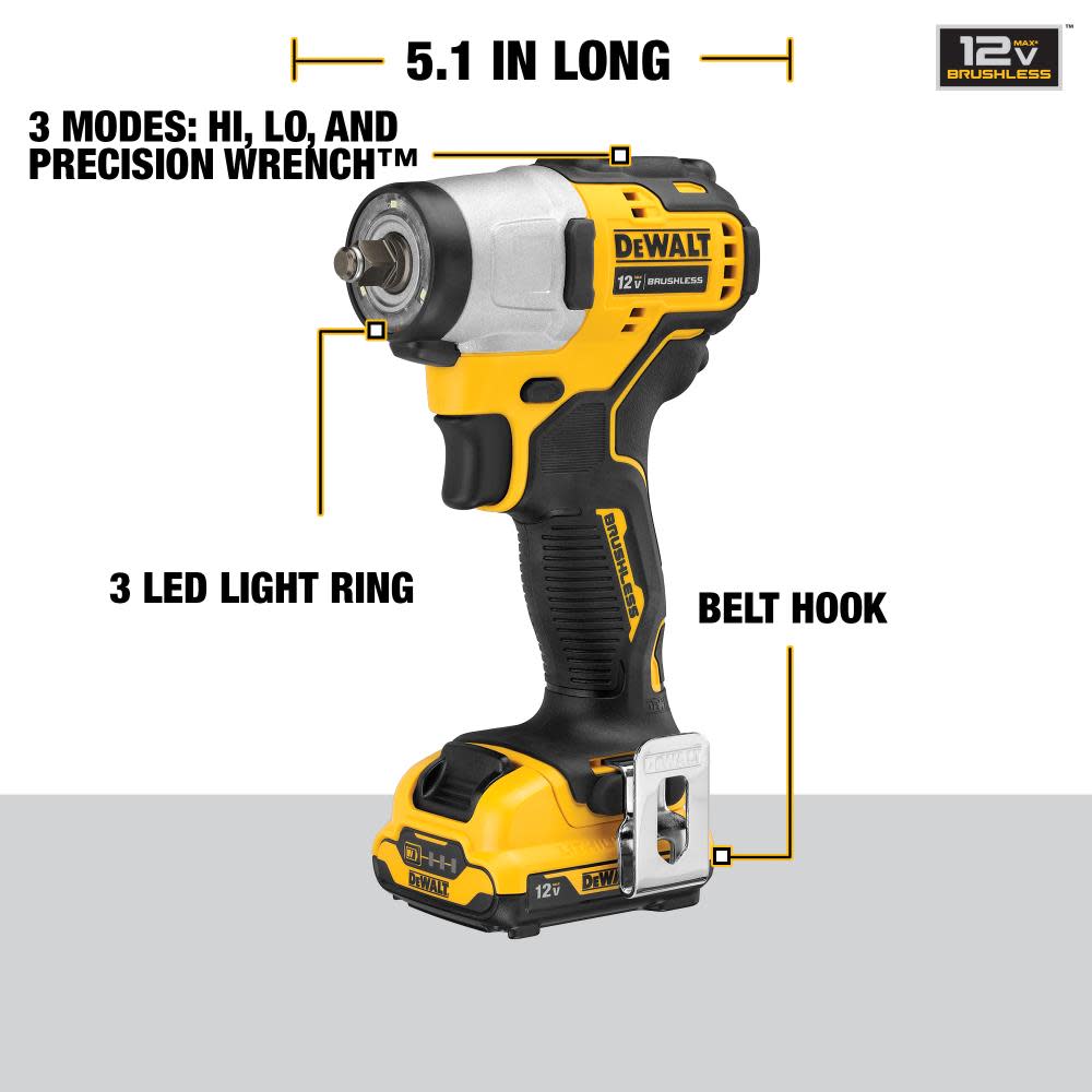 DEWALT XTREME 12V MAX 3/8-IN DRIVE CORDLESS IMPACT WRENCH (2-BATTERIES) Kit