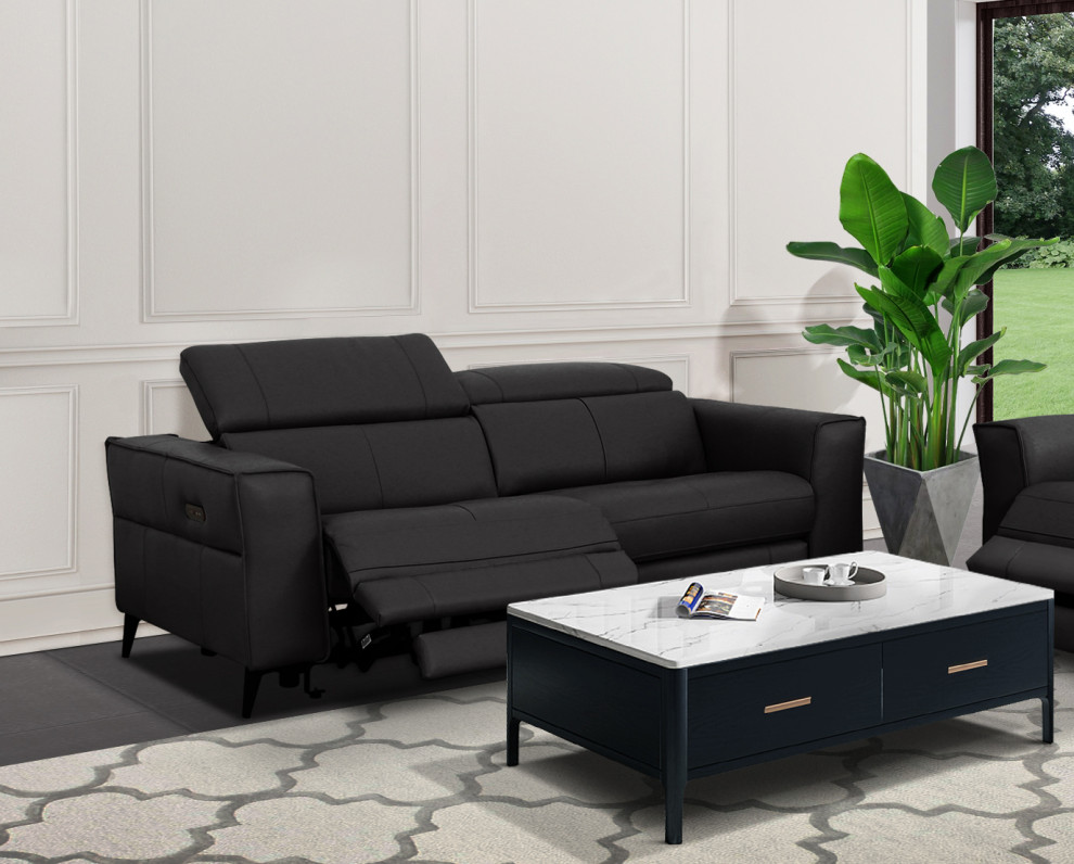 Divani Casa Nella Modern Black Leather 3 Seater Sofa With Electric Recliners   Midcentury   Sofas   by Vig Furniture Inc.  Houzz