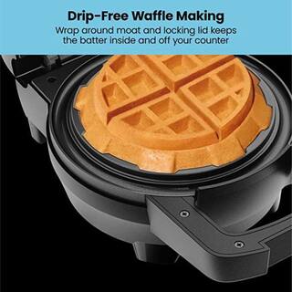 Chefman Belgian Deep Stuffed Waffle Maker Mess-Free Moat 5 in. Dia with Dual-Sided Heating Plates RJ04-S5