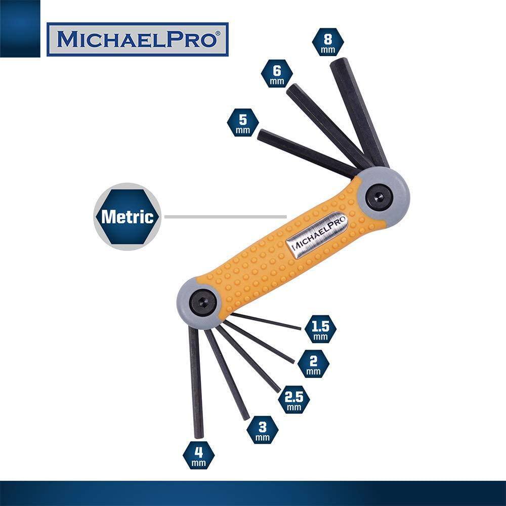 MICHAELPRO Folding Hex Key Allen Wrench Set with SAE and Metric in 17-Sizes Durable and Industrial Grade Tool (2-Pack) MP001007