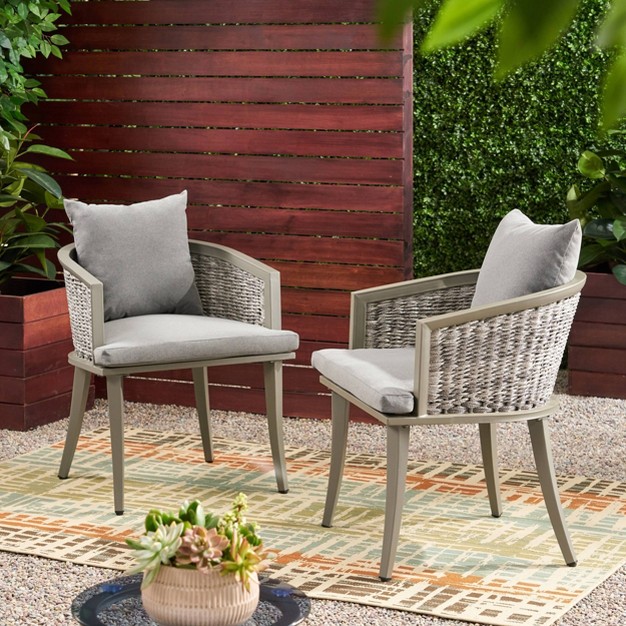 Pebble Set Of 2 Wicker Boho Club Chairs Gray Christopher Knight Home