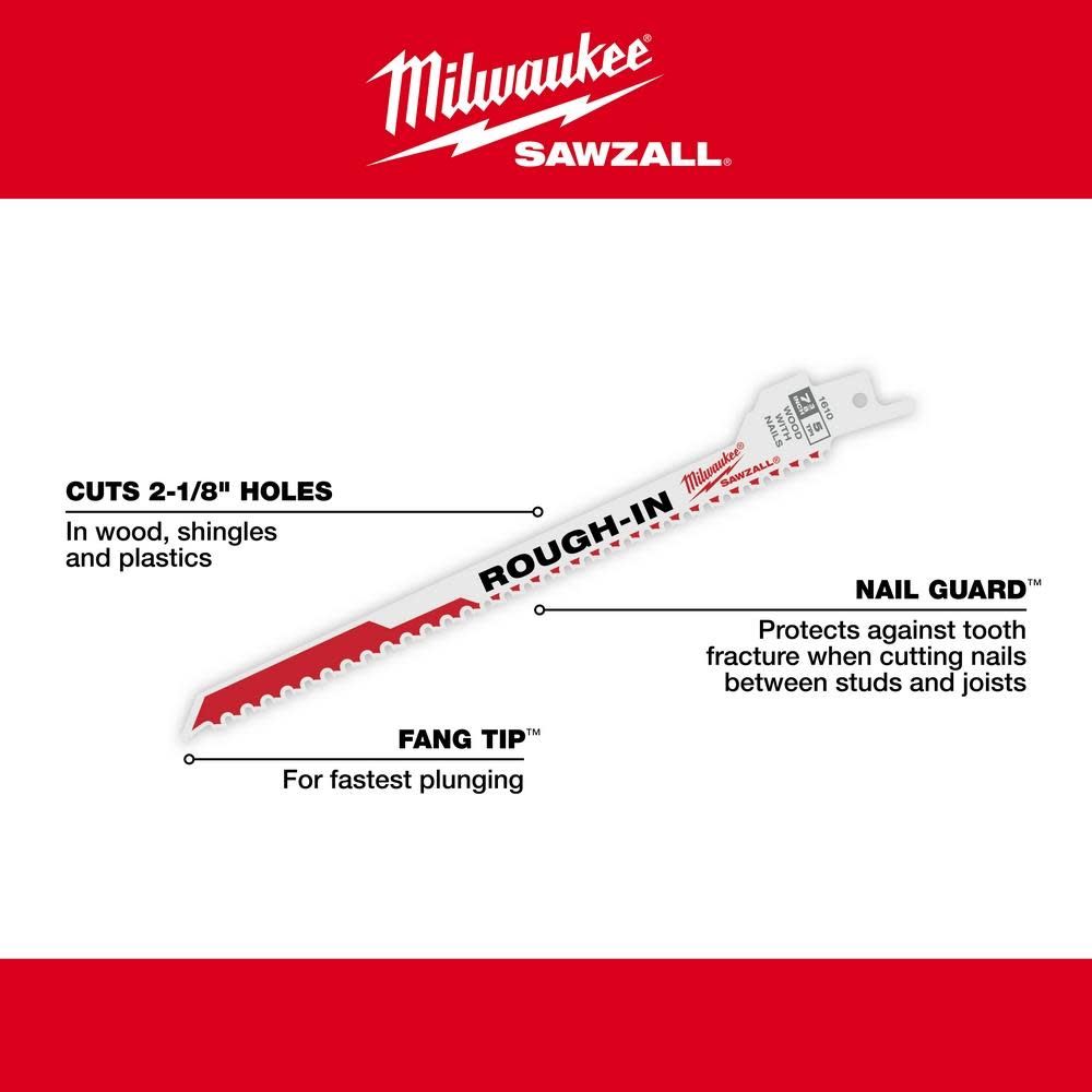 Rough-In SAWZALL® Blade 5PK ;