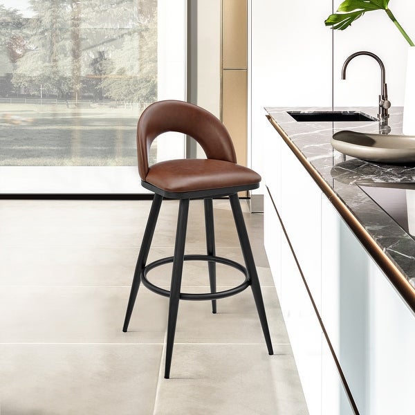 Lottech Modern Swivel Bar/Counter Stool with Faux Leather and Metal