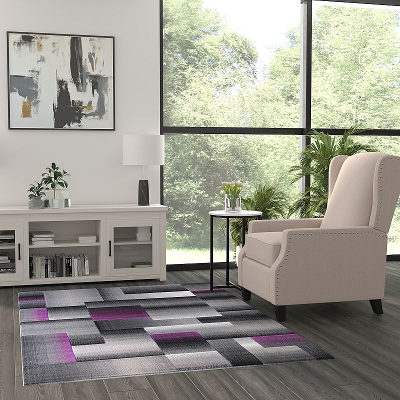 Masada Rugs Masada Rugs Trendz Collection 5'x7' Modern Contemporary Area Rug in Purple， Gray and Black-Design Trz861