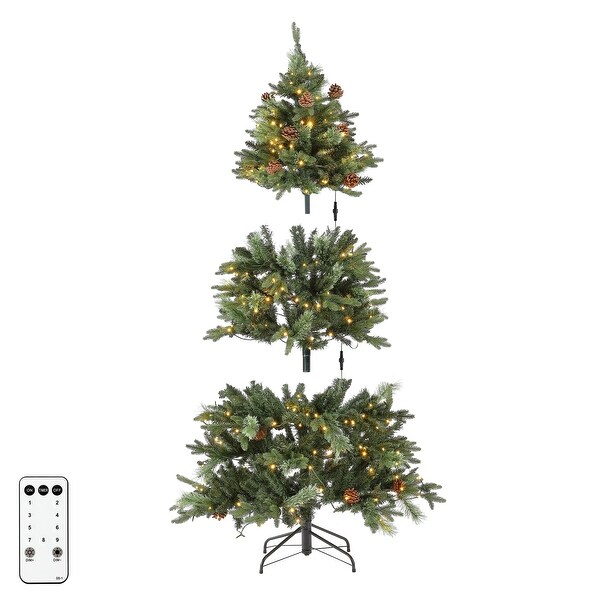 SAFAVIEH 5.5 Ft，Green，PreLit Artificial Christmas Tree With Pine Cones