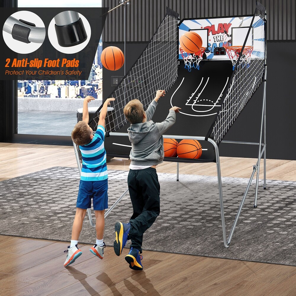 Costway Dual LED Electronic Shot Basketball Arcade Game with 8 Game   81.5'' x 81'' x 42.5'' (L x W x H)