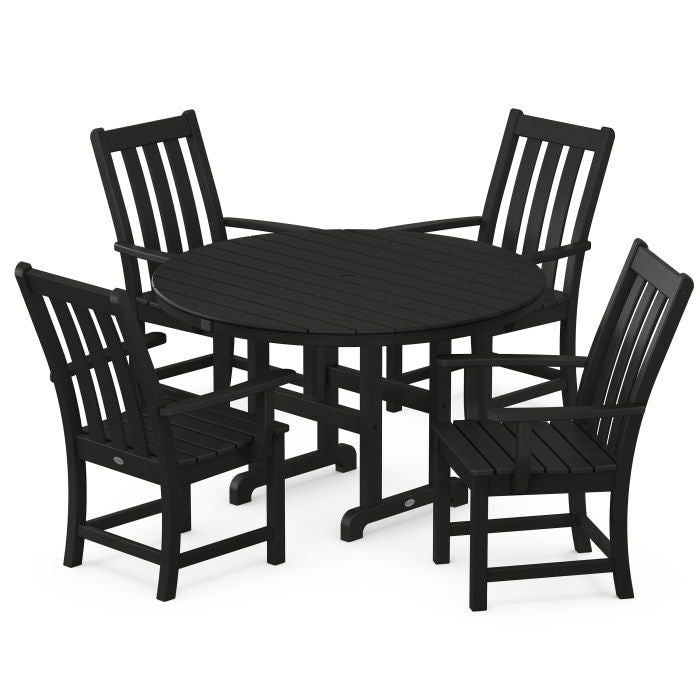 Polywood Vineyard 5-Piece Round Farmhouse Dining Set PWS651-1