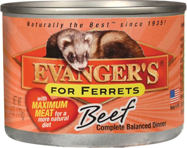 Evanger's Beef Wet Ferret Food， 6-oz can， case of 12