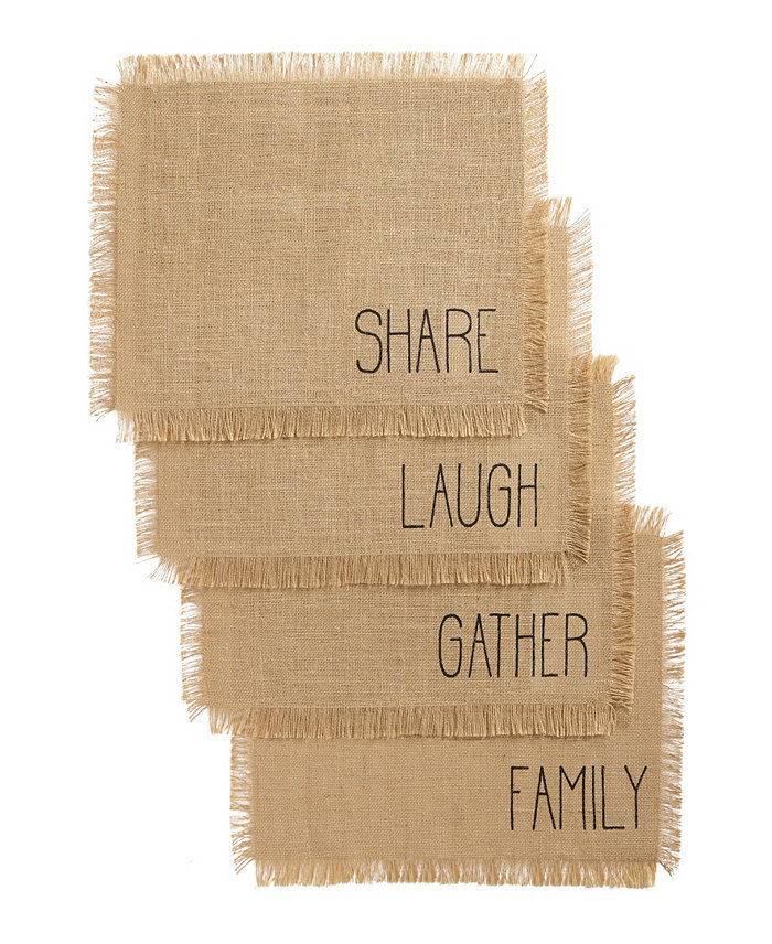 Elrene Farmhouse Living Sentiments Burlap Placemats - Set of 4