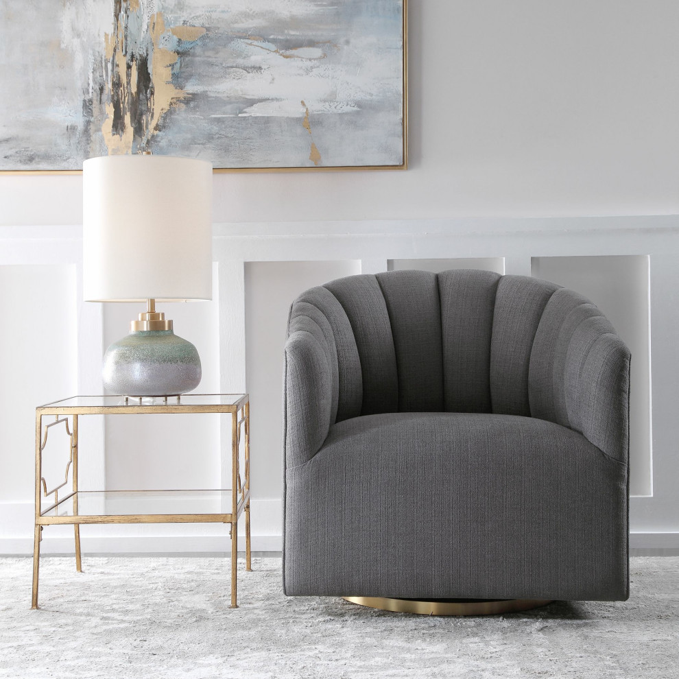 Cuthbert Modern Swivel Chair   Transitional   Armchairs And Accent Chairs   by HedgeApple  Houzz