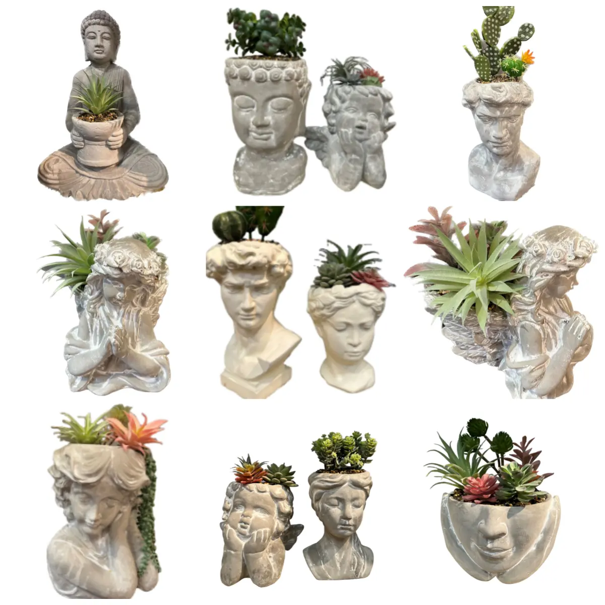 manufacturers supply Sculpture Artificial succulent with pots planters bonsai greenery for Home decor