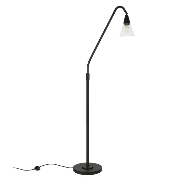 Challice Arc Floor Lamp with Glass Shade in Blackened Bronze/Clear