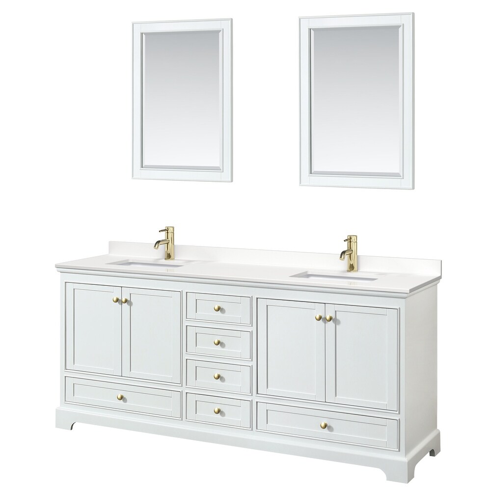 Deborah 80 inch Double Vanity  Quartz Top  24 inch Mirrors