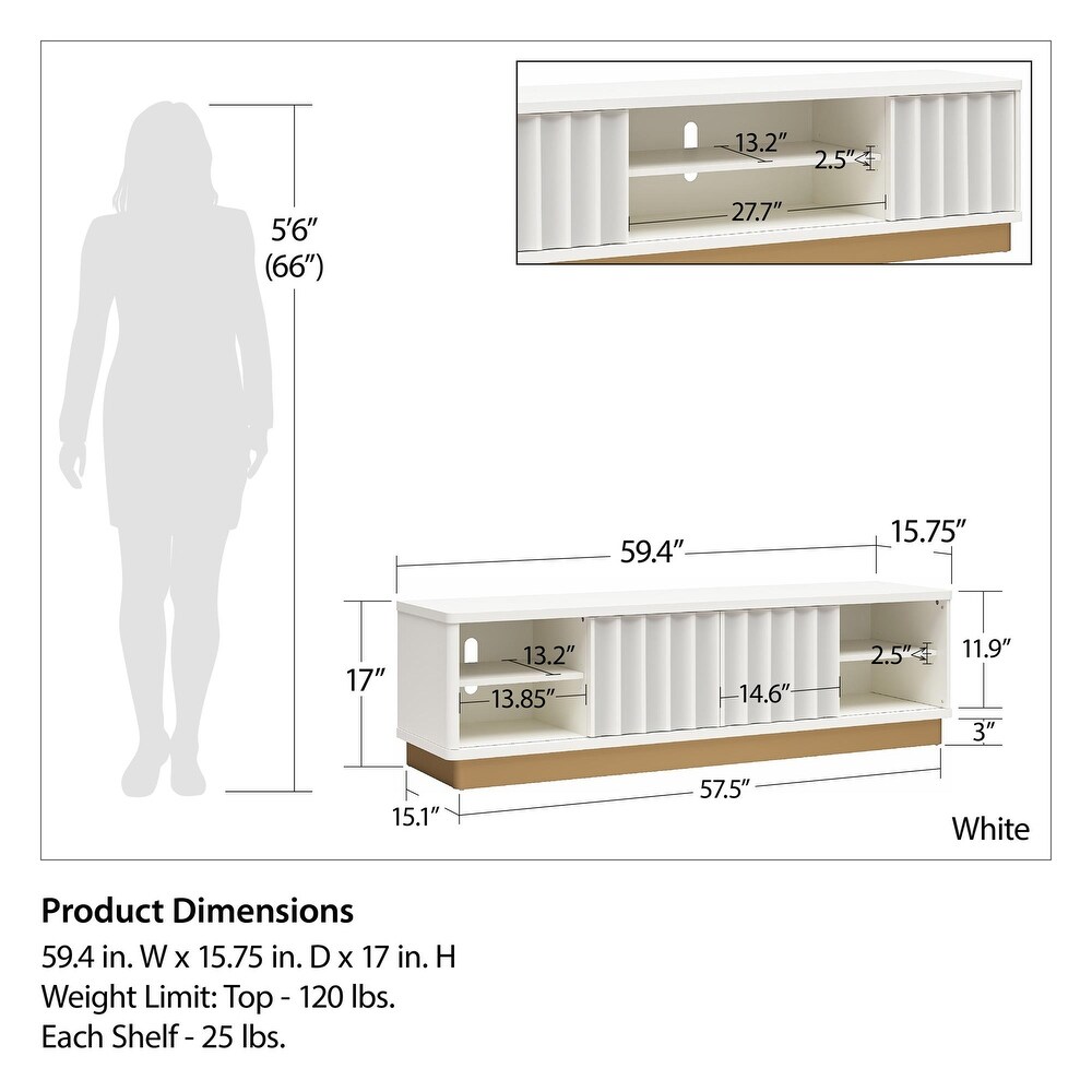 CosmoLiving by Cosmopolitan Rene Modern Scalloped TV Stand for TVs up to 65\