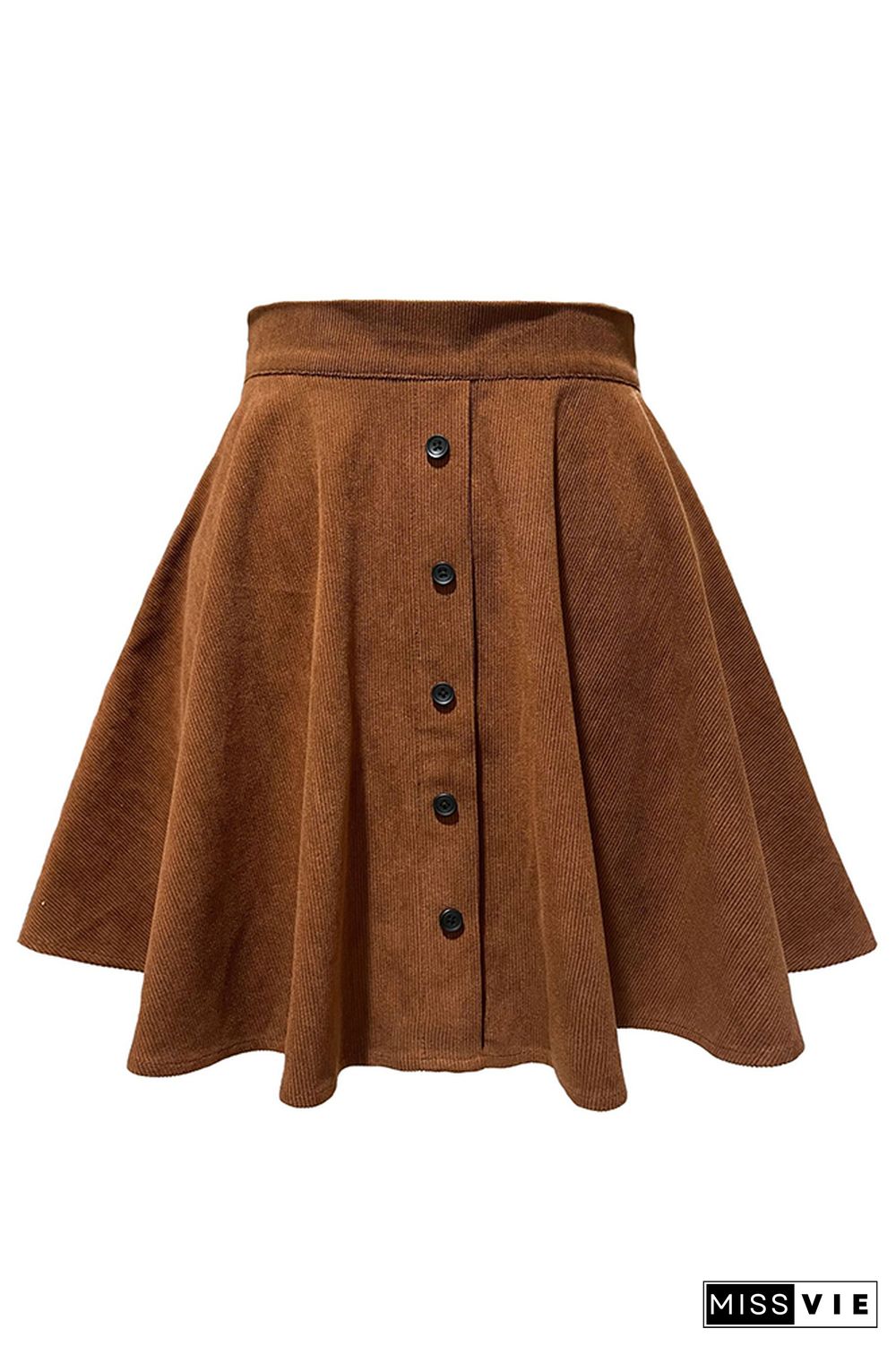 Corduroy High Waist Button Skirt