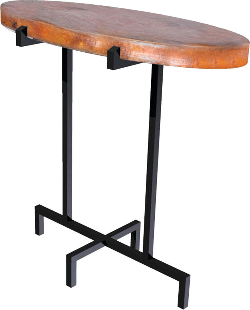 Oval Accent Table With Hammered Top   Industrial   Side Tables And End Tables   by Prima Design Source  Houzz