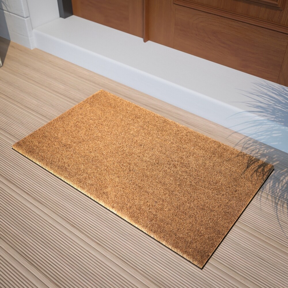 Indoor/Outdoor Solid Coir Entryway Doormat with Non Slip Backing