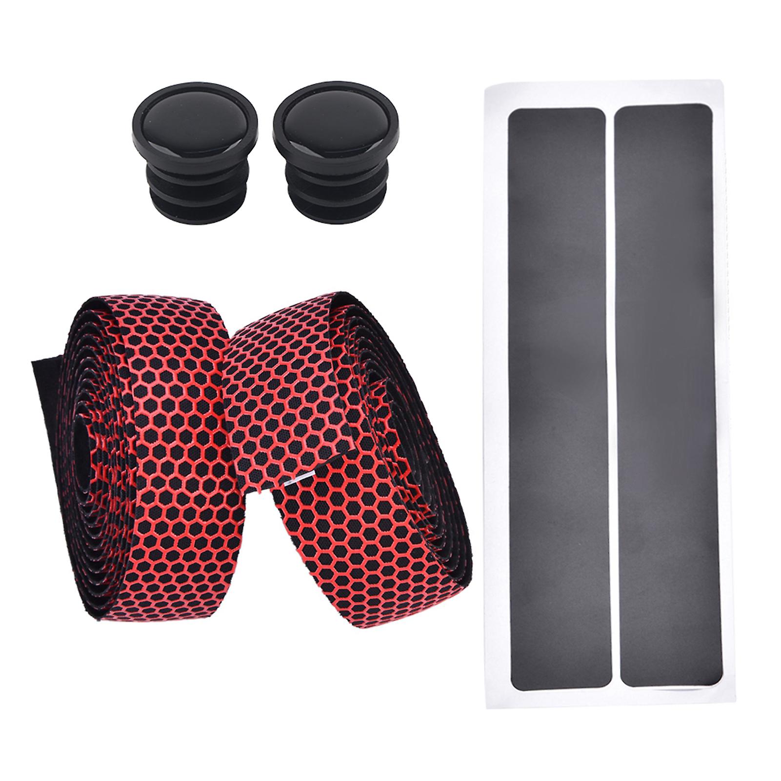 1 Pair Road Mountain Bike Handlebar Anti Skid Shock Absorption Tape End Plug (red)