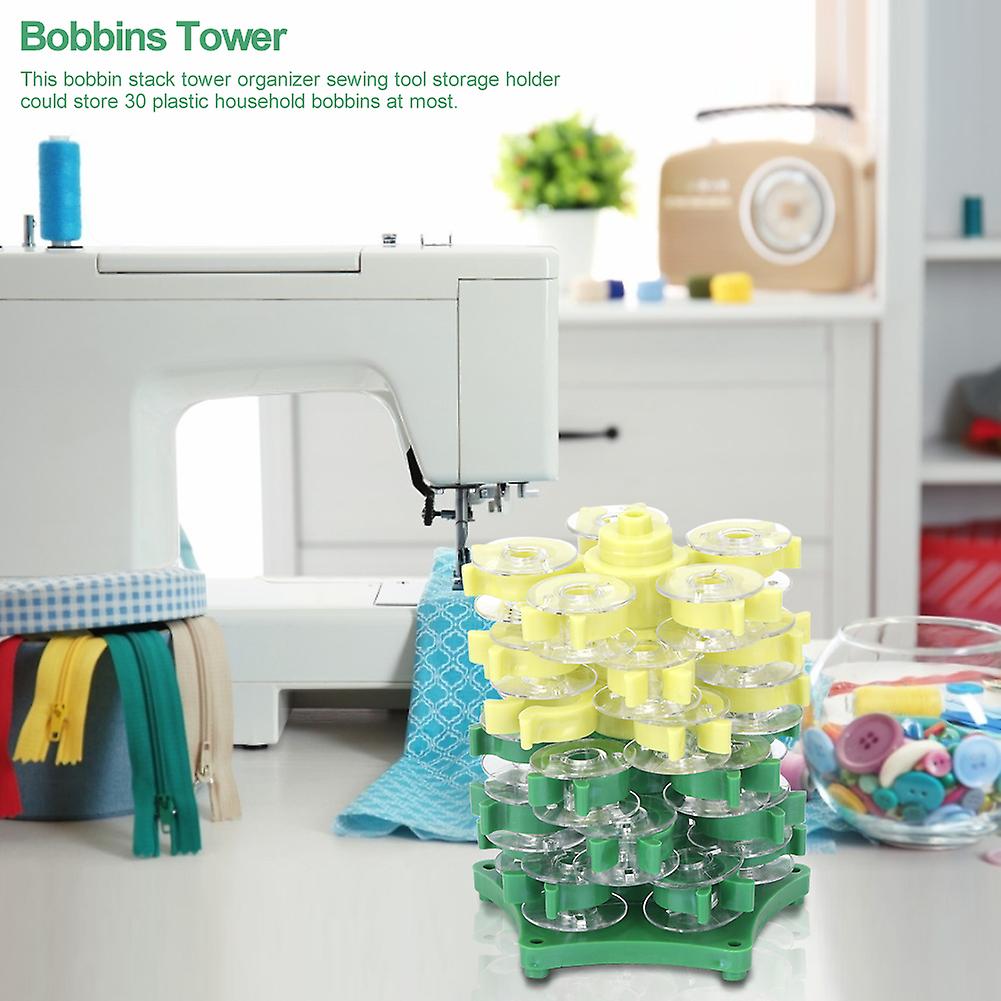 30pcs Transparent Embroidery Bobbins Tower Storage Rotatory Collection Shelf Collecting Clip