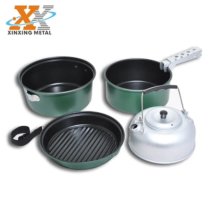 6 Pcs Non stick Coating Indian Hiking Aluminum Cooking Pot Set