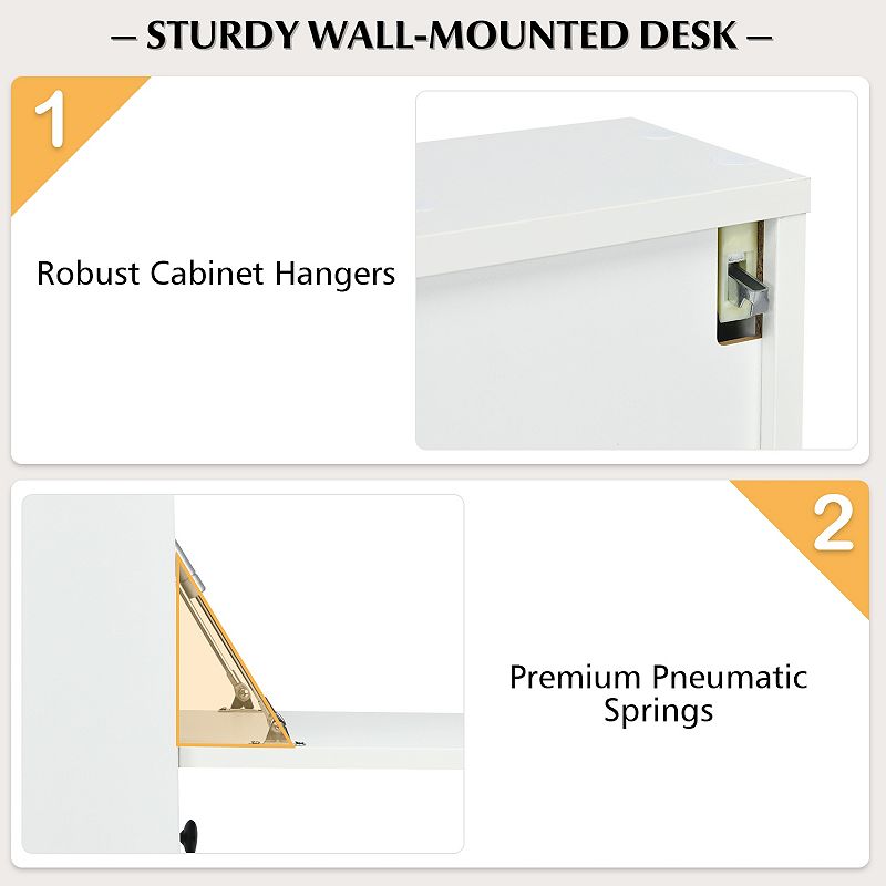 Wall-Mount Floating Desk Foldable Space Saving Laptop Workstation